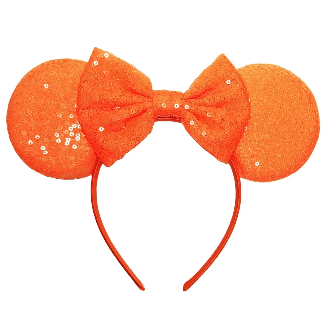 New Fluorescent Colors Mouse Ears Headband For Girls Shinny Sequin Bow Hairband Festival Party Cosplay DIY Hair Accessories