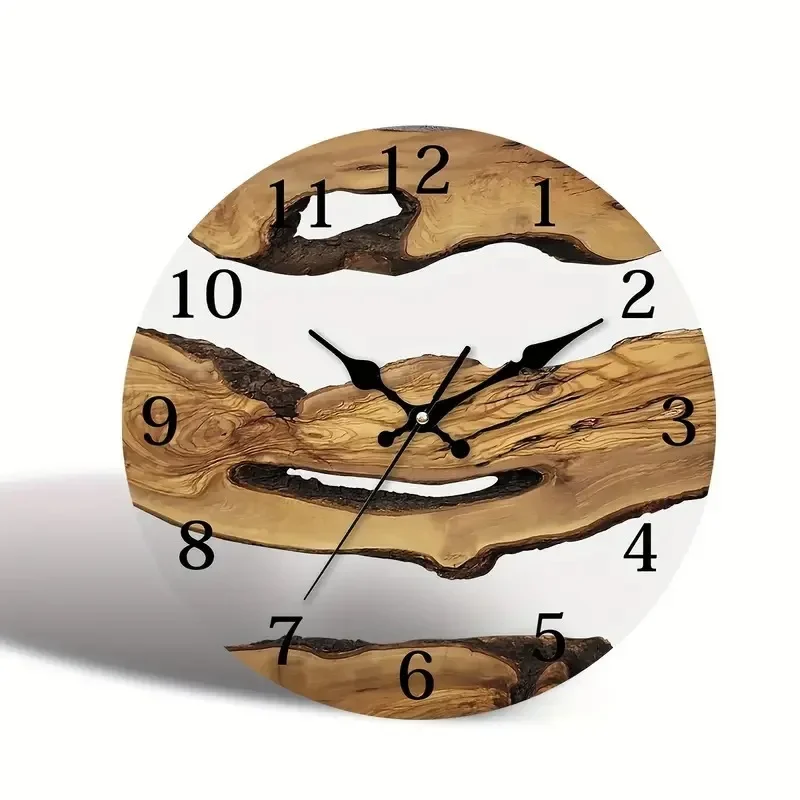 30cm Wood Grain Vintage Wall Clock Wooden Silent Wall Clock Transparent Tempered Glass Silent Wall Clocks for Living Room