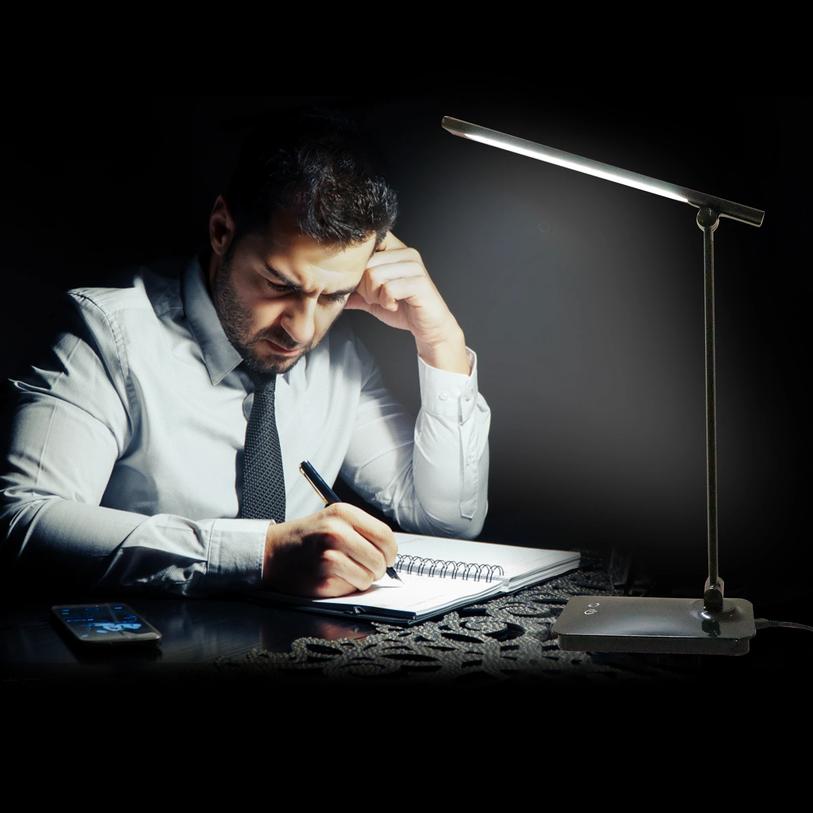 

Folding Touch Control Led Desk Lamp Usb Powered Adjustable Brightness Eye Protection Light 3-Level 5-Color Modes Foldable Design