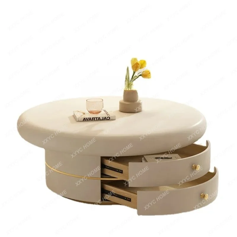

L Cream Style round Tea Table Light Luxury Tea Table Living Room Home TV Cabinet Unit