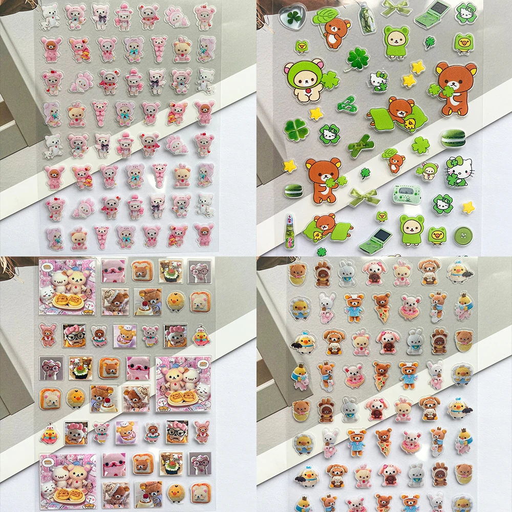 Mini Kawaii Rilakkuma Pvc Poster Goederen Stickers Nail Art Aanpasbare Diy Wenskaart Mobiele Telefoon Case Laptop Vriend Geschenken