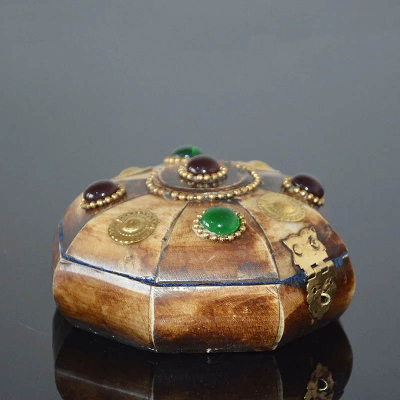 Chinese ethnic style natural yak bone handmade storage box retro octagonal storage box exquisite handicraft Creative gift