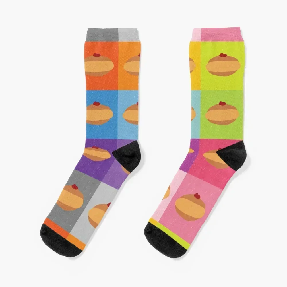 

Doughnuts galore! Rainbow Chanukah Doughnut Grid Socks christmass gift Rugby winter gifts retro Mens Socks Women's