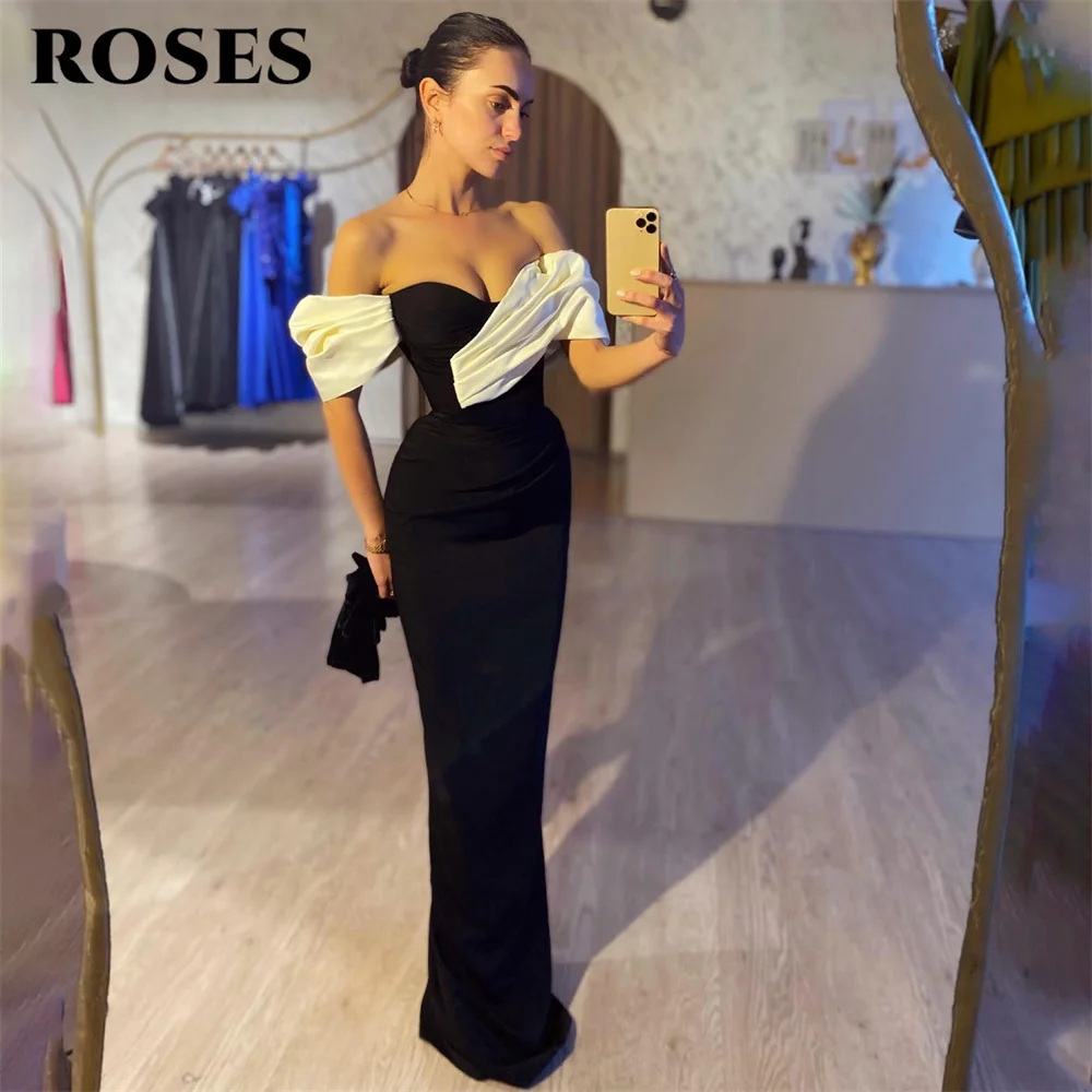 

ROSES Off the Shoulder Stain Formal Dresses Mermaid Party Dress For Wedding Prom Dresses with Split Custom Size robe soirée