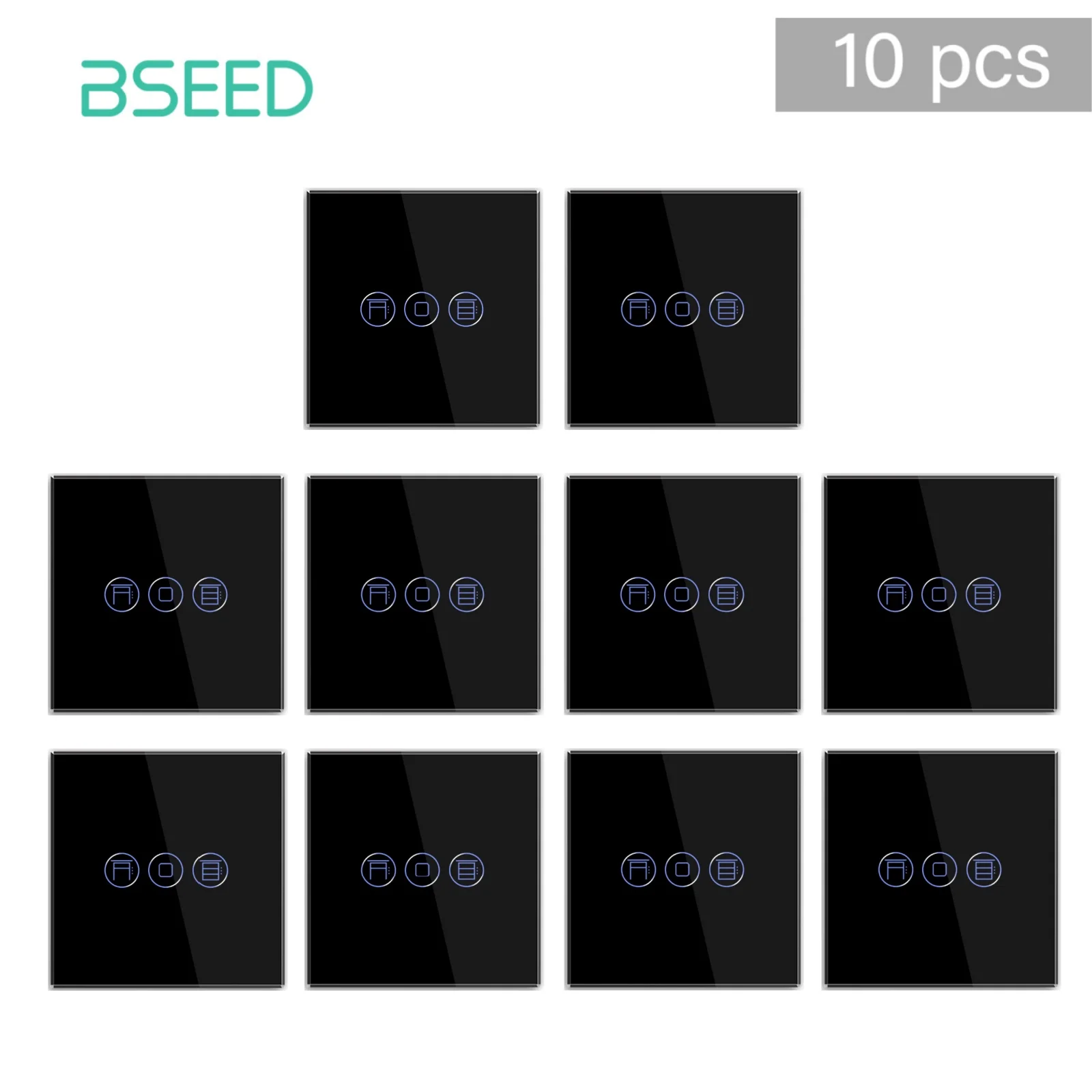 BSEED WLAN-Rolladen-Schalter, Intelligenter Jalousie-Schalter, Kristall-Wand-Touch-Schalter, Drahtlose Steuerung über Smart Life Tuya Alexa App