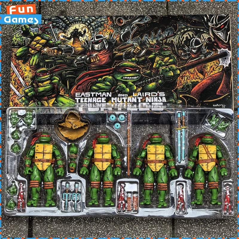 

2025 New NECA TMNT Back To New York Anime Figure Leo Raphael Don Mikey Action Figures 15cm Children Toys Custom Birthday Gift