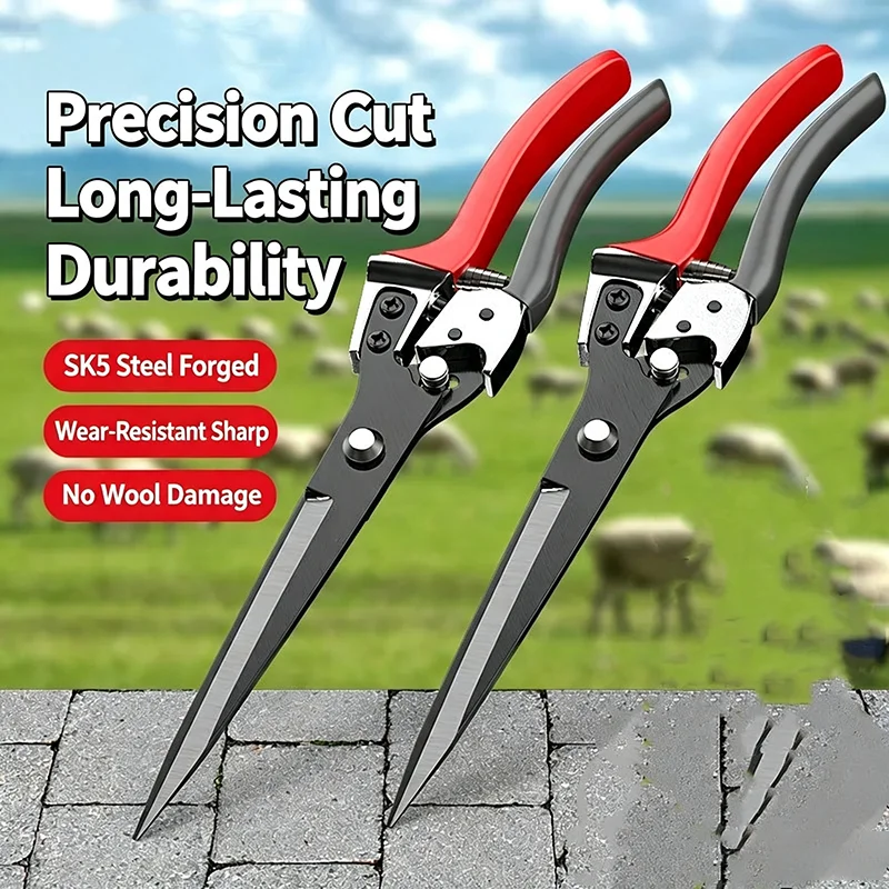 Multi-functional Spring Wool Shears with Safety Lock Save Effort Manual Trim Scissors for Pet Animals Cowhide Horse Hand Tools