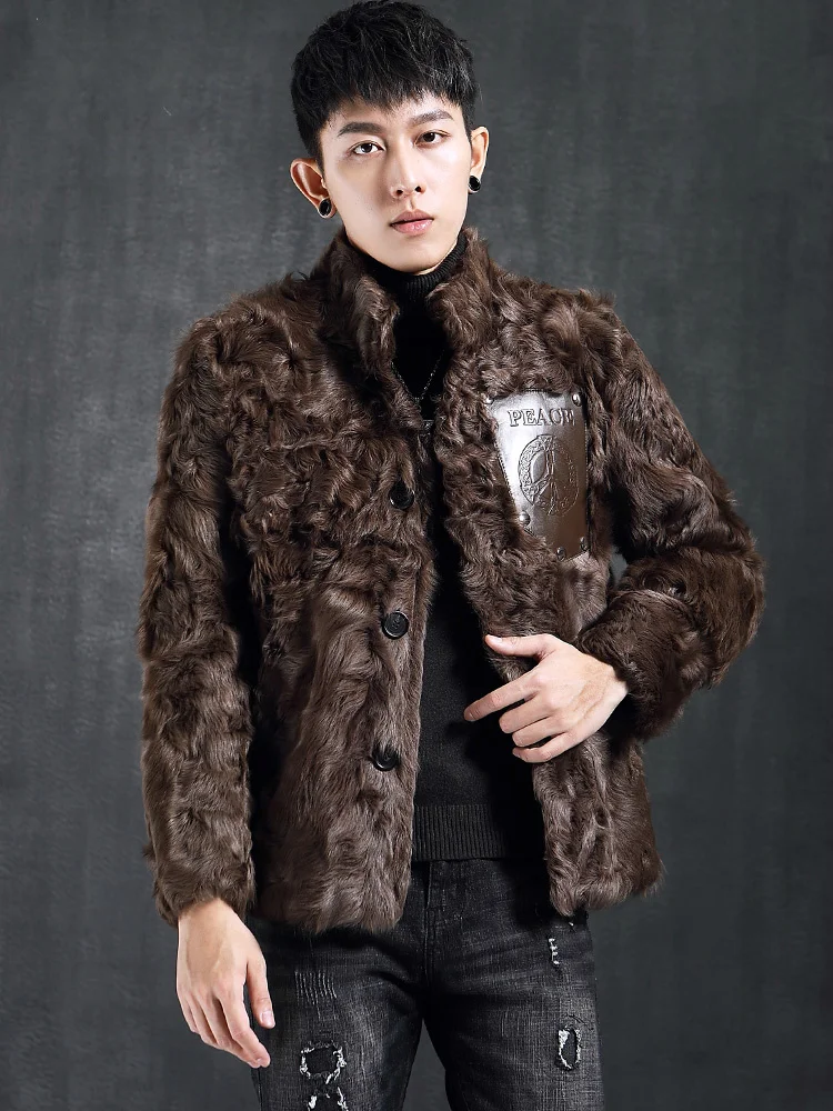 New Lamb Fur Original Ecological One Mens Genuine Leather Clothes Fashion Trend Roll Sheep Wool Coat