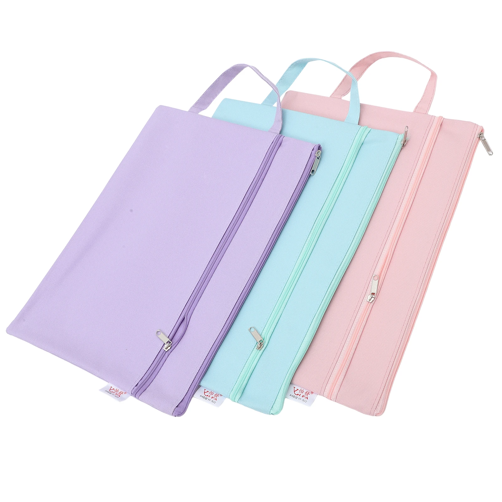 

3pcs A4 Waterproof Storage File Zipper Pouches Wear-Resistant Stationery Bags With Rope Handle For Pens Documents Office