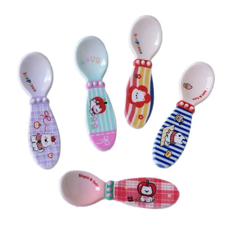 10Pcs Cartoon Spoon Cute Durable Rice Preschool Complementary Food Tableware Gifts DIY Accessories No Break Fun Eat