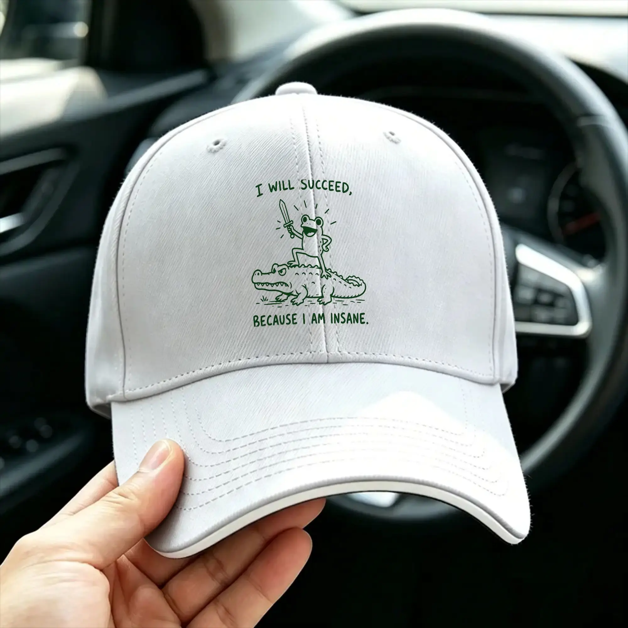 I Will Succeed Because I Am Insane Frog Sun Baseball Cap Spring Unisex Men  Print Hip Hop Hats Sun-Proof Fashion Snapback Cap