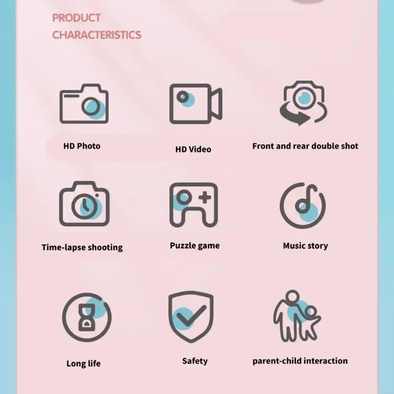 M89C Kids Photography Camera 8X Zoom Function 28 Creative Frames Durable ABS Material Safe Design