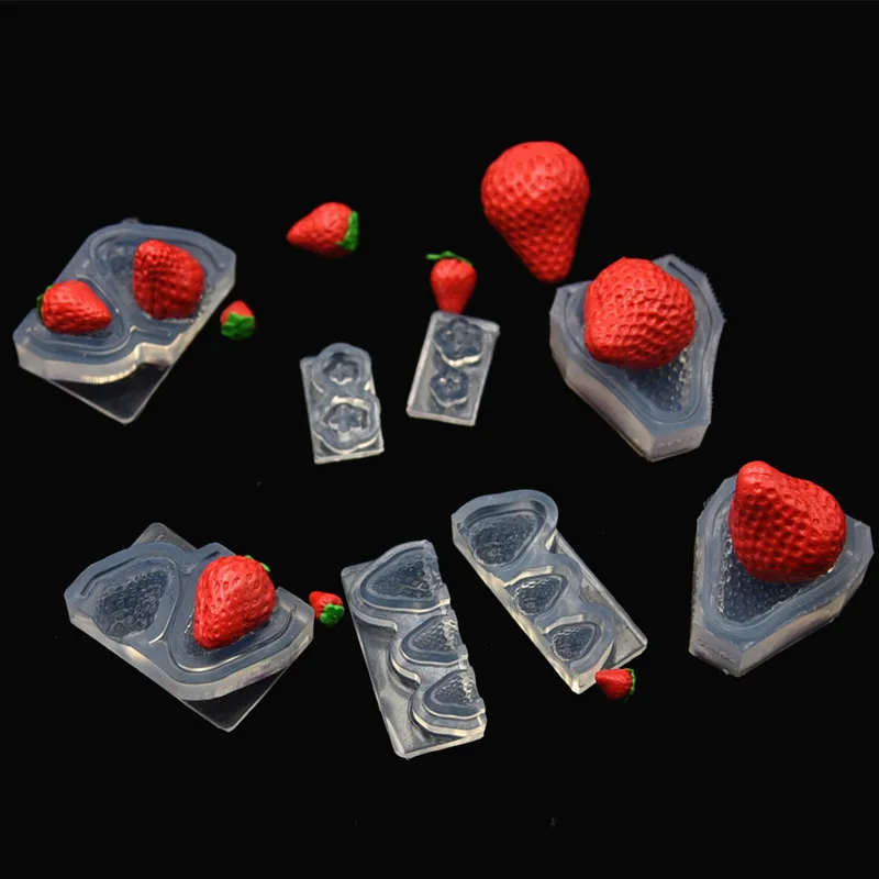 

Мини 3D силиконовая форма для клубники для полимерной глины, изделия из смолы, инструменты для тиснения помадки, кукольный дом, имитация фруктового десерта, сделай сам