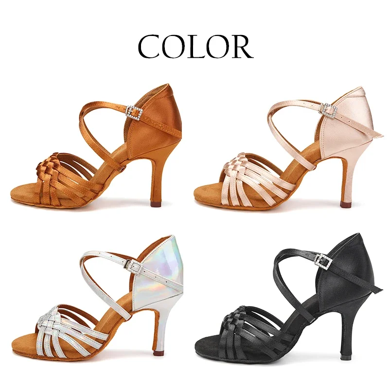 Sepatu dansa wanita, Sandal Salsa, sepatu dansa Latin, sepatu Ballroom Modern, sepatu penampilan Tango Jazz