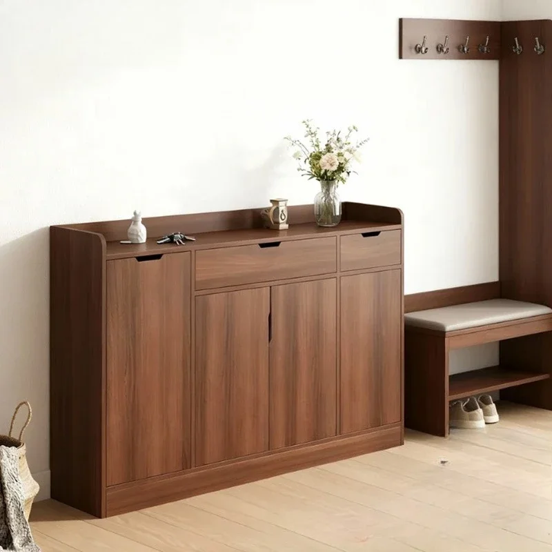 Multi-functional shoe cabinet household entrance storage storage integrated wall large capacity multi-layer shoe rack
