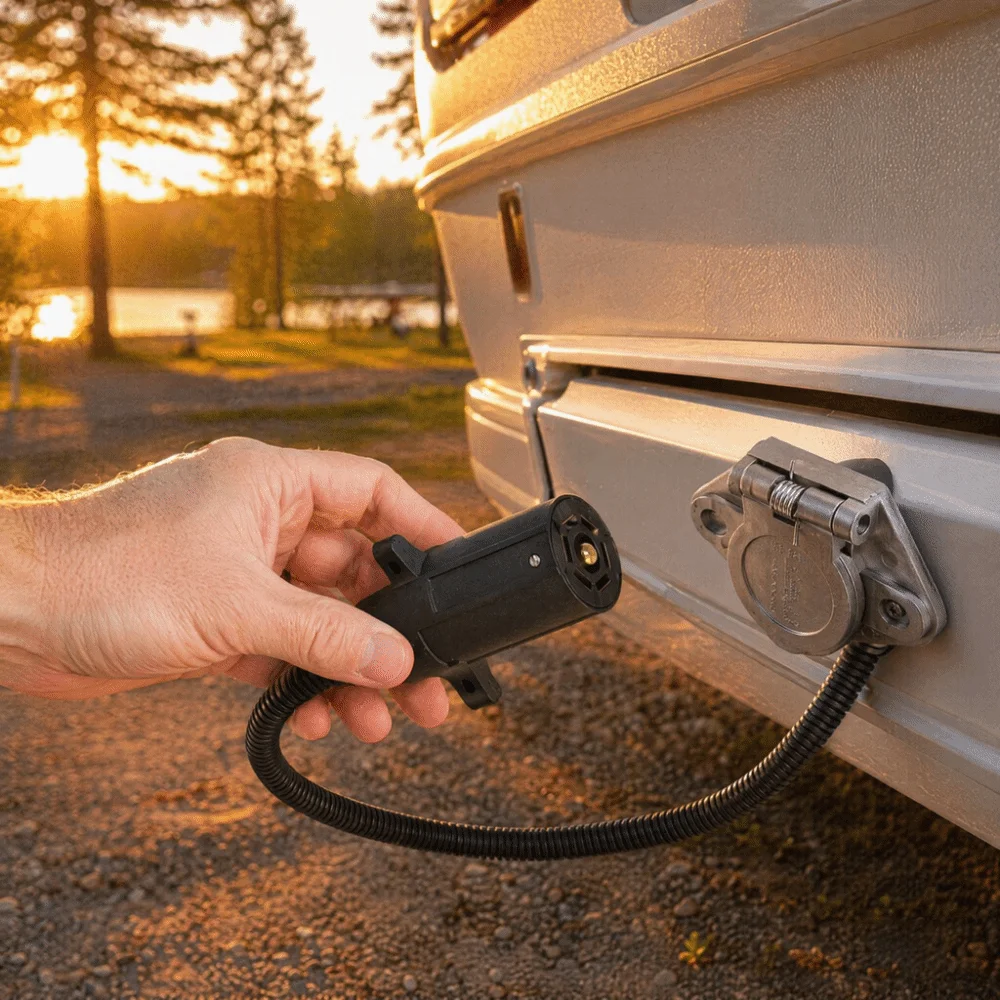 Black Trailer Plug Adapter Plastic + Metal Towing Converter RV Plug Adapter for RV, Trailer, Semi-Trailer Trailer Light Fix
