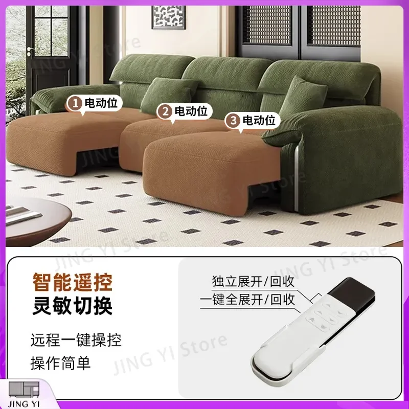 Modern Green Electric Sofa Bed with Remote Control Telescopic Mechanism Automatic Folding Convertible Sofa for Living Room