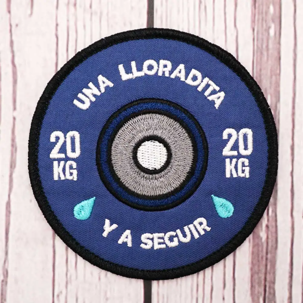 Parche bordado de levantamiento de pesas español, gancho y bucle para coser en insignia militar bordada