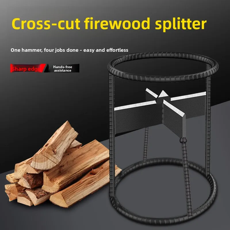 Cross Type Manual Firewood Log Splitter Kindling Cracker Specialized Wood Chopping Splitter Tool Home Farm Outdoor Backyard