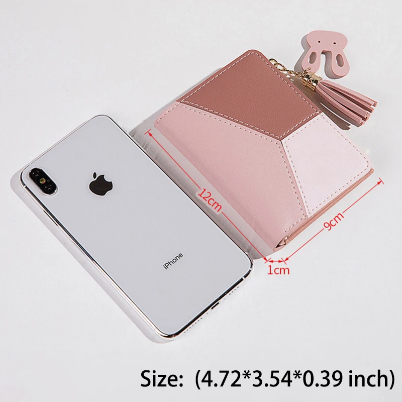 محفظة نسائية من الجلد الاصطناعي على الموضة، محفظة صغيرة بسحاب للعملات المعدنية للنساء، حامل بطاقات قصيرة قابلة للطي، حقائب يد محمولة