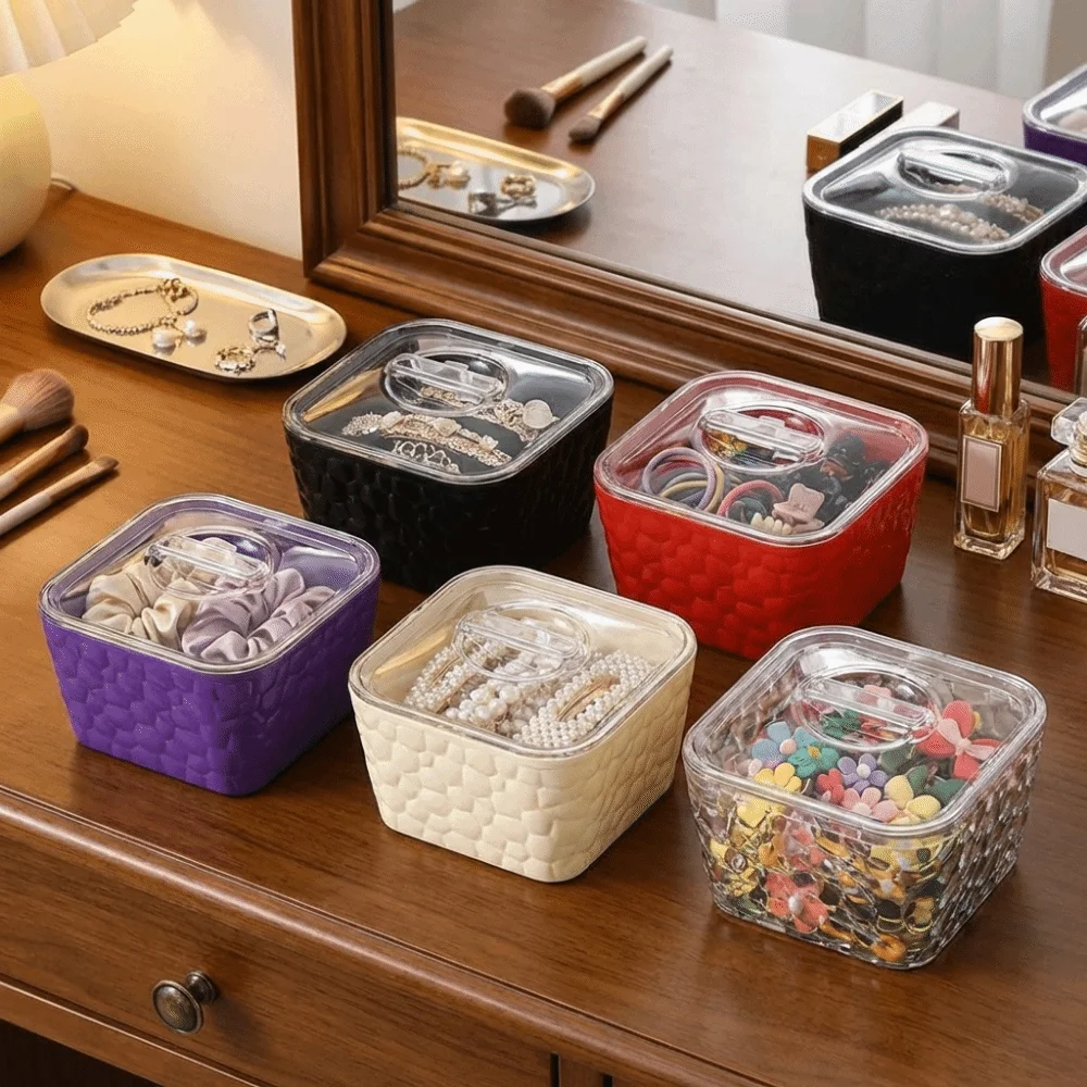 Plastic Hair Accessory Storage Box Dust-proof Transparent Hair Jewelry Case Large Capacity Desktop Storage Box Hair Clip Storage