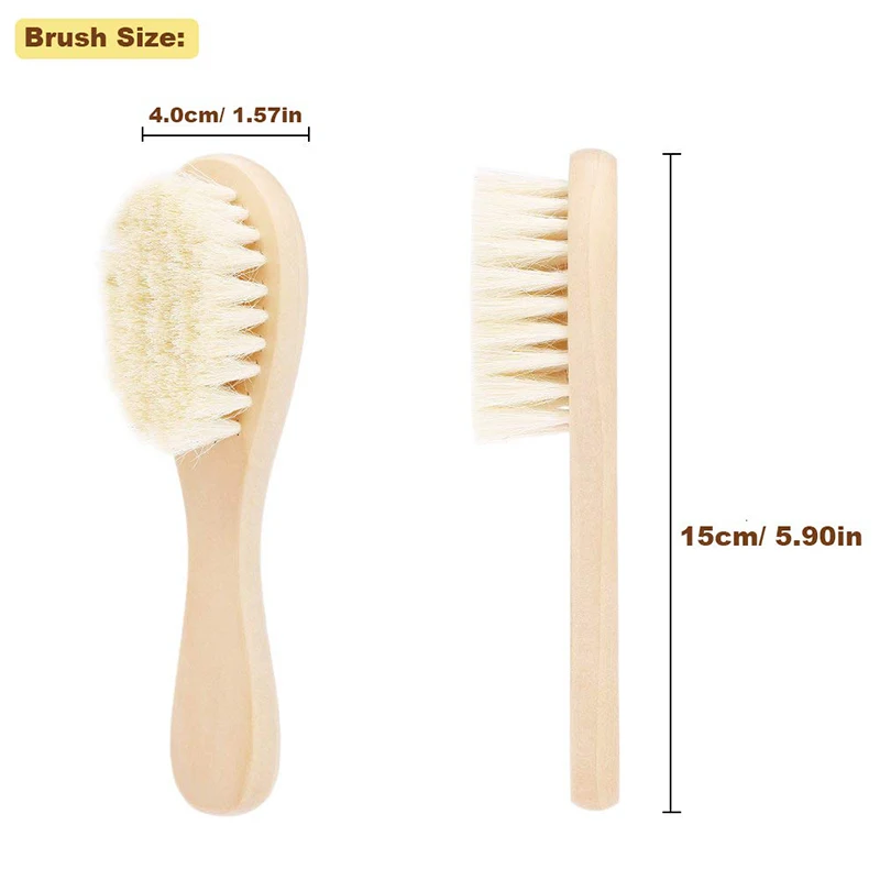 Soft Goat Bristles Shower Brush Wooden Handle Super Soft Scrubber Bath Brush Baby Hair Skin Body Massage Cleaning Tool