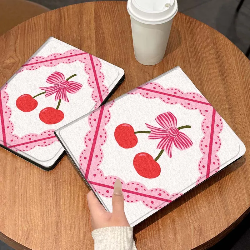 

Cartoon Cherry Bow Pink Tulip For Samsung Galaxy Tab S7 S8 S9 S10 11 12.4 13.1 FE Plus Lite Inch Cover Tablet Case