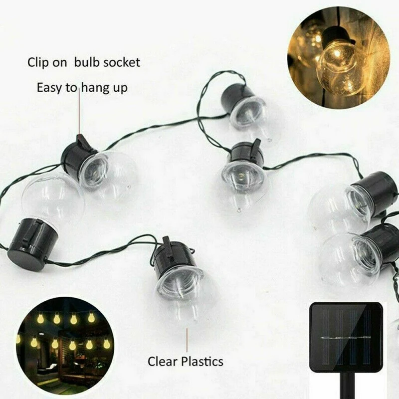 Imagem -05 - Solar Powered Retro Bulb String Lights para Jardim Lâmpada de Verão Fada ao ar Livre 10led 3.5m