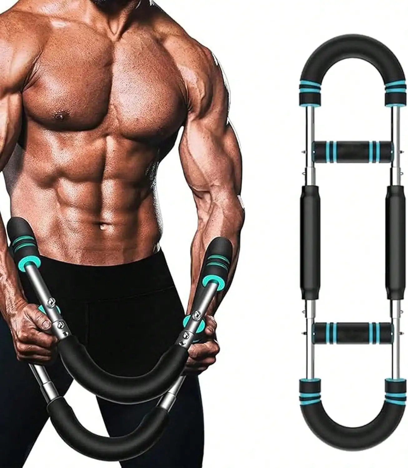 

Power Twister Arm Exerciser, 60-100lbs Adjustable Spring Workout Bar, Forearm Triceps Chest Enhancer, Home Fitness Kit