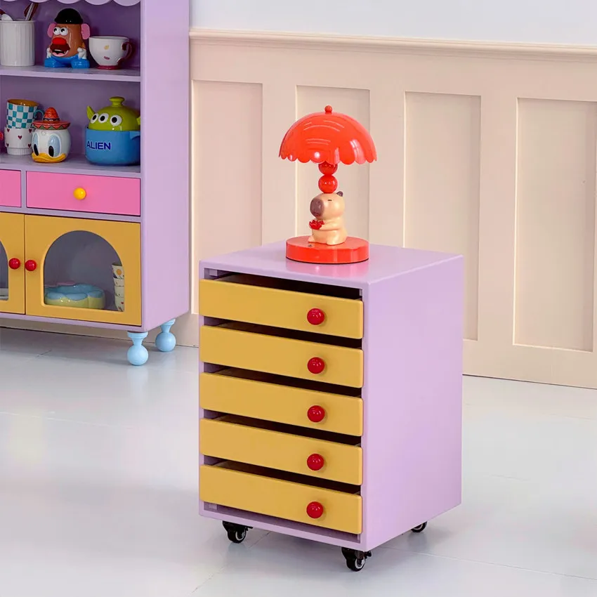 Bedside table, dopamine side cabinet, living room side few, colorful cream wind storage file cabinet