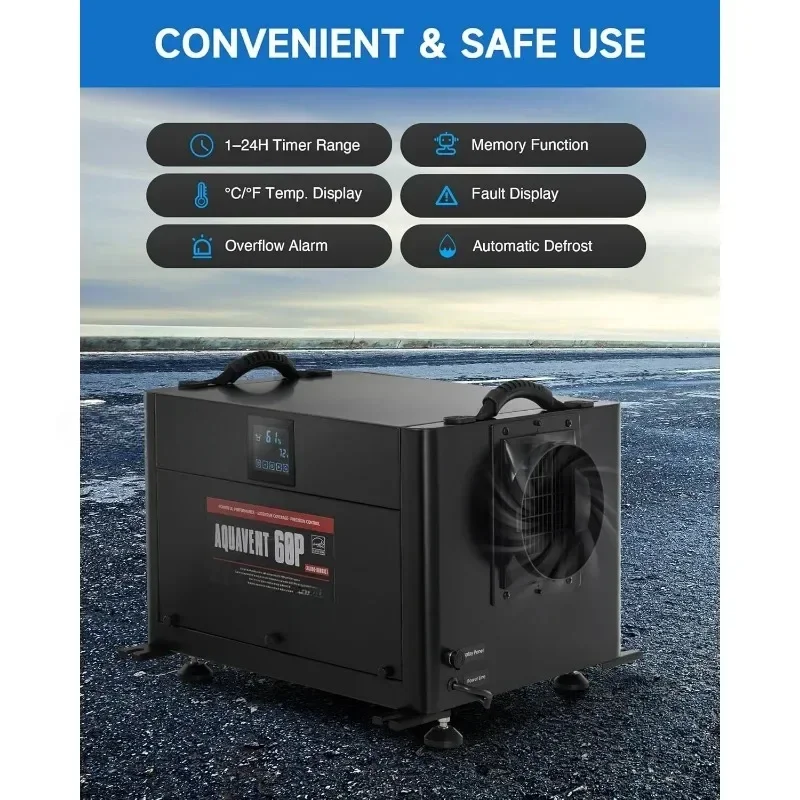 Desumidificador comercial com bomba de água, Porão profissional para espaço de rastreamento