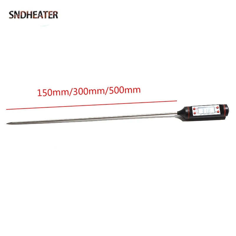 SNDHEATER Handheld Temperature Test Meter Probe Electronic Thermometer Detect 150/300mm Digital Screen Gauge for Measuring Water