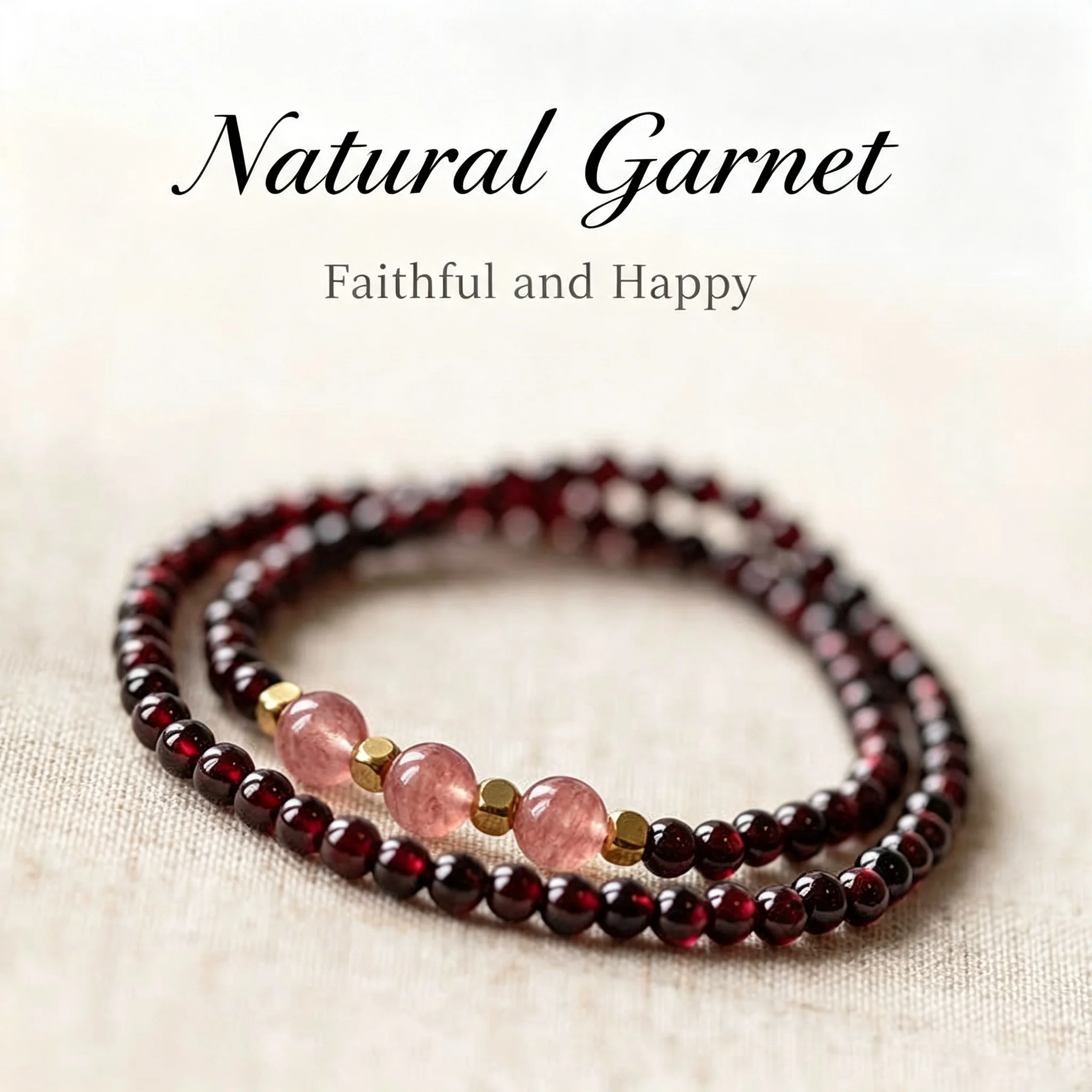 Natural Garnet Beaded Bracelet, Niche Design Small Particle Single Circle Jewelry, Red Stone Good Luck Gift for Women Girls