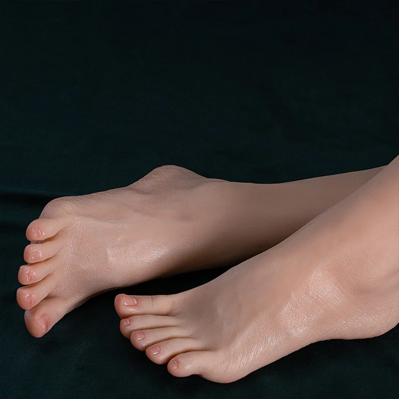 Realistic Silicone Foot Model Skin-Like Texture Natural Foot Shape Feet Fetish female Nail Practice Jewelry Photography Prop
