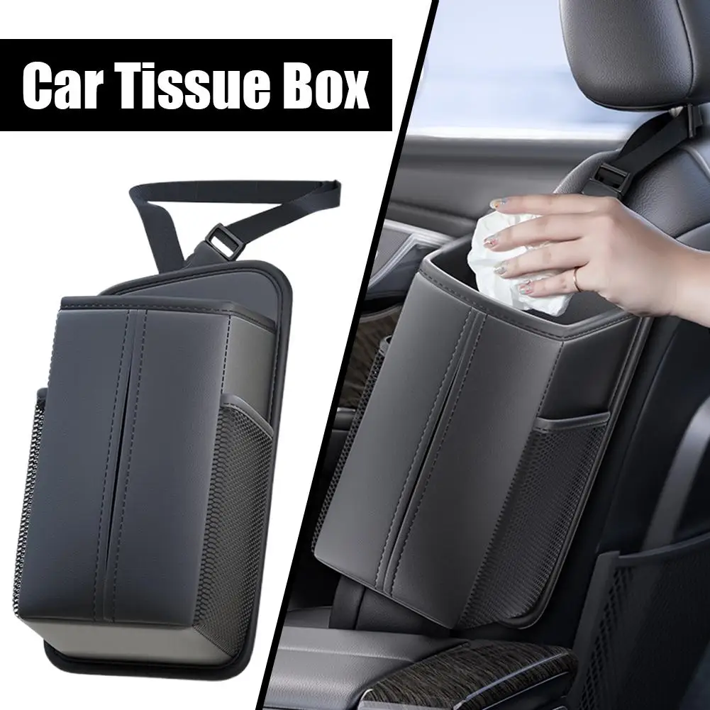 

Car Seat Side Storage Bag Car Tissue Box Multi-functional Large Capacity Leather Hanging Bags For Smartphones, Cards, And Keys