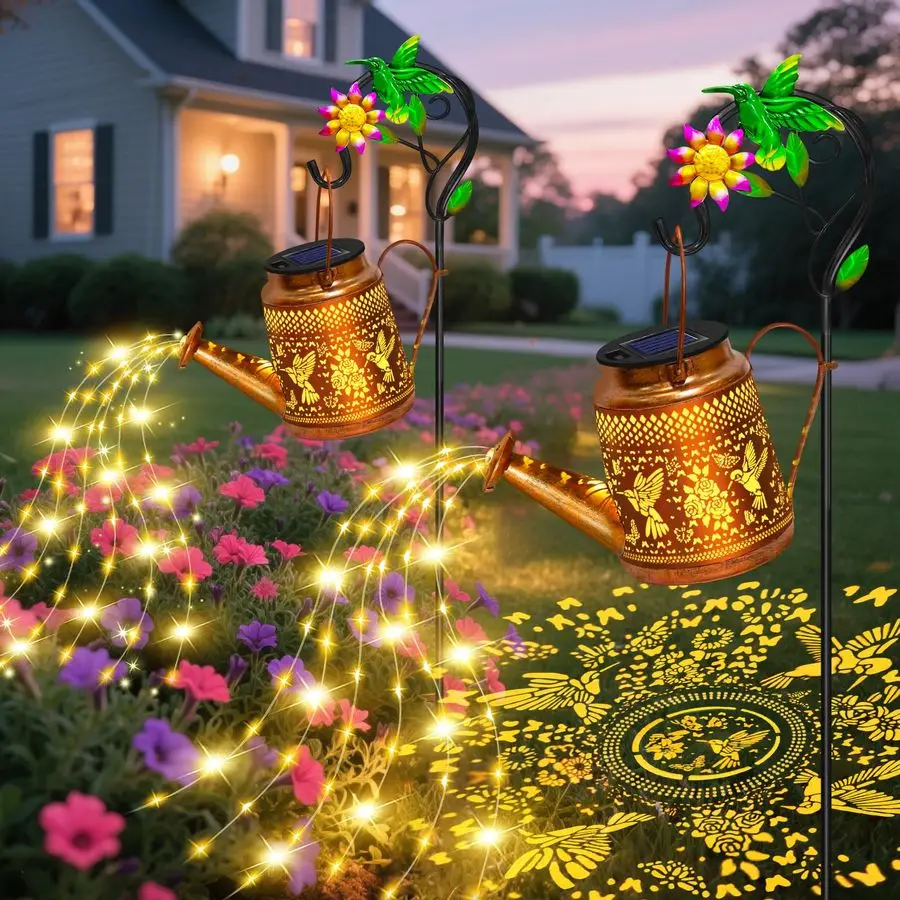 

Packs Solar Watering Can Lights Hummingbird Garden Decor,Hanging Lanterns Outdoor,Christmas Decorations Birthday Gift for Mom Wo