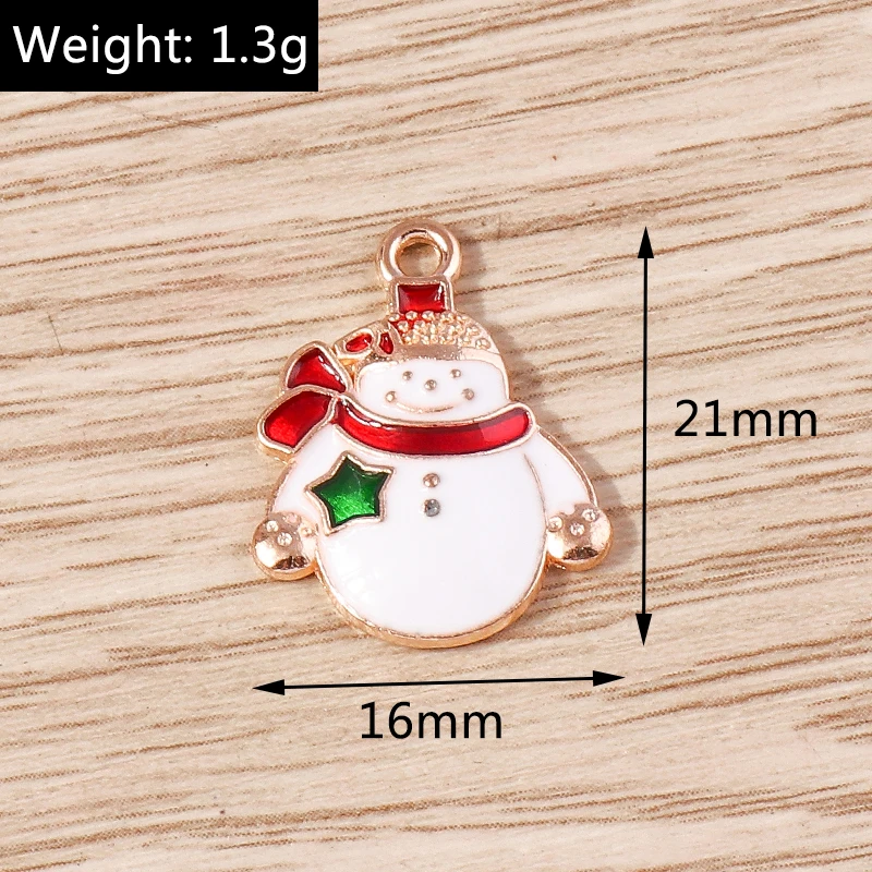 10 Stück Niedliche Emaille-Weihnachtsanhänger mit Schneemann, Weihnachtsmann und Baum für Schmuckherstellung, Ohrringe, Halsketten, DIY-Bastelbedarf – Detail 12