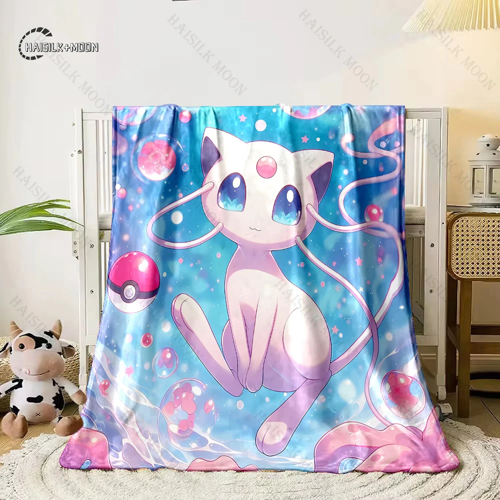 Pokemon Mew Printed Blanket Children Adult Blanket Soft and Warm Bedding for Bed Sofa Outdoor Travel Cover Blanket Cobertor