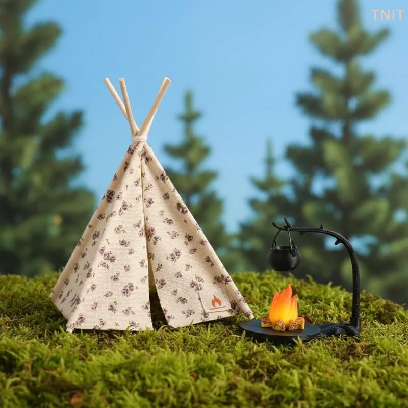 

[JN] 1:12 Scale Camping Tent Model Decoration Simulated Outdoor Tent Ornament Miniature Scene Accessories Doll Small Tent Toy