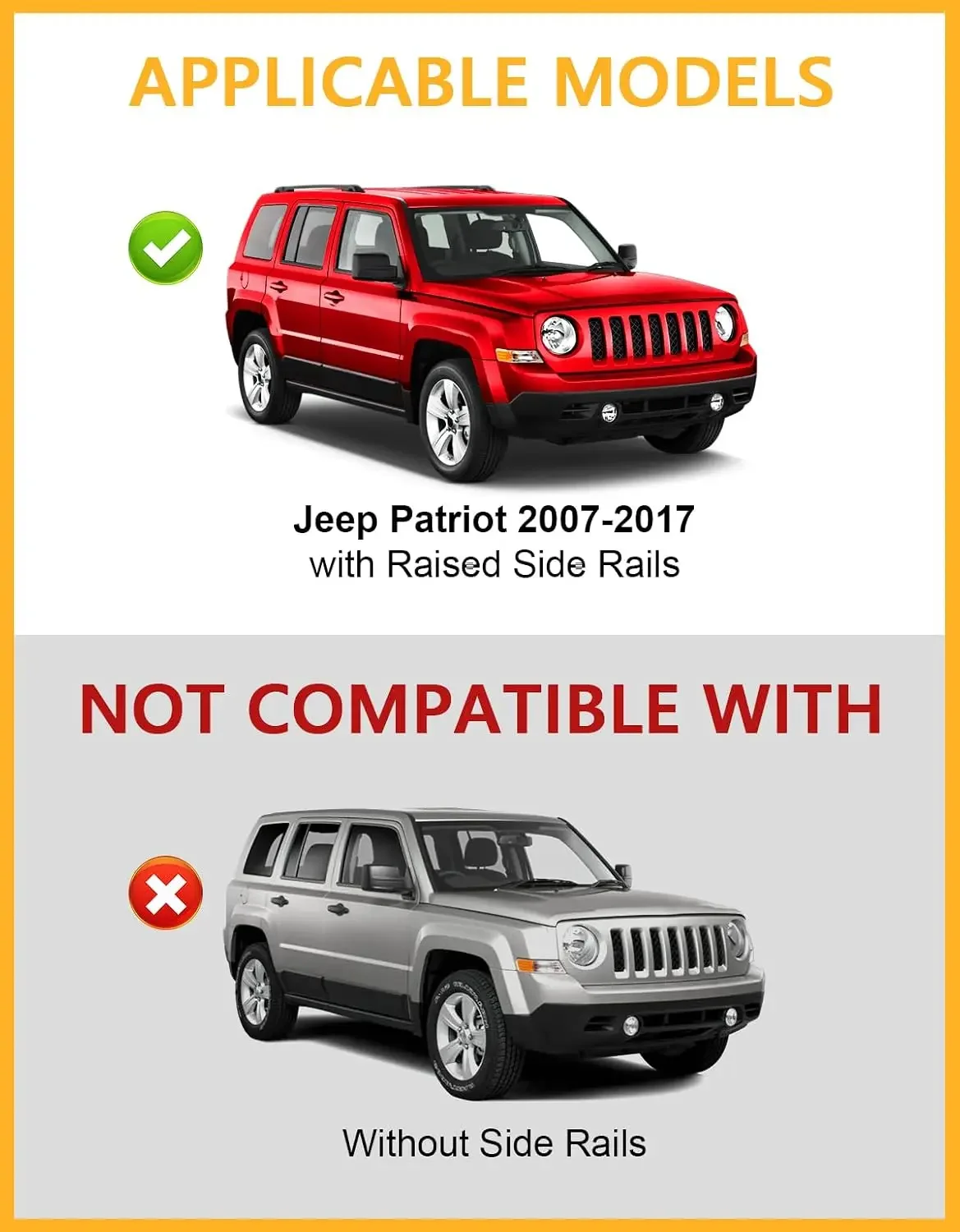 300lbs Lockable Roof Rack Cross Bars for Jeep Patriot 2007-2017 | with Raised Side Rails,Heavy Duty Anti-Theft Aluminum Roof Rai
