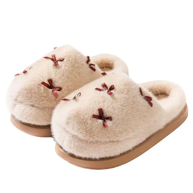 2026 New Women Cotton House Slippers Thick Sole Warm Fleece Lining Non Slip Autumn Winter Indoor Shoes view 5