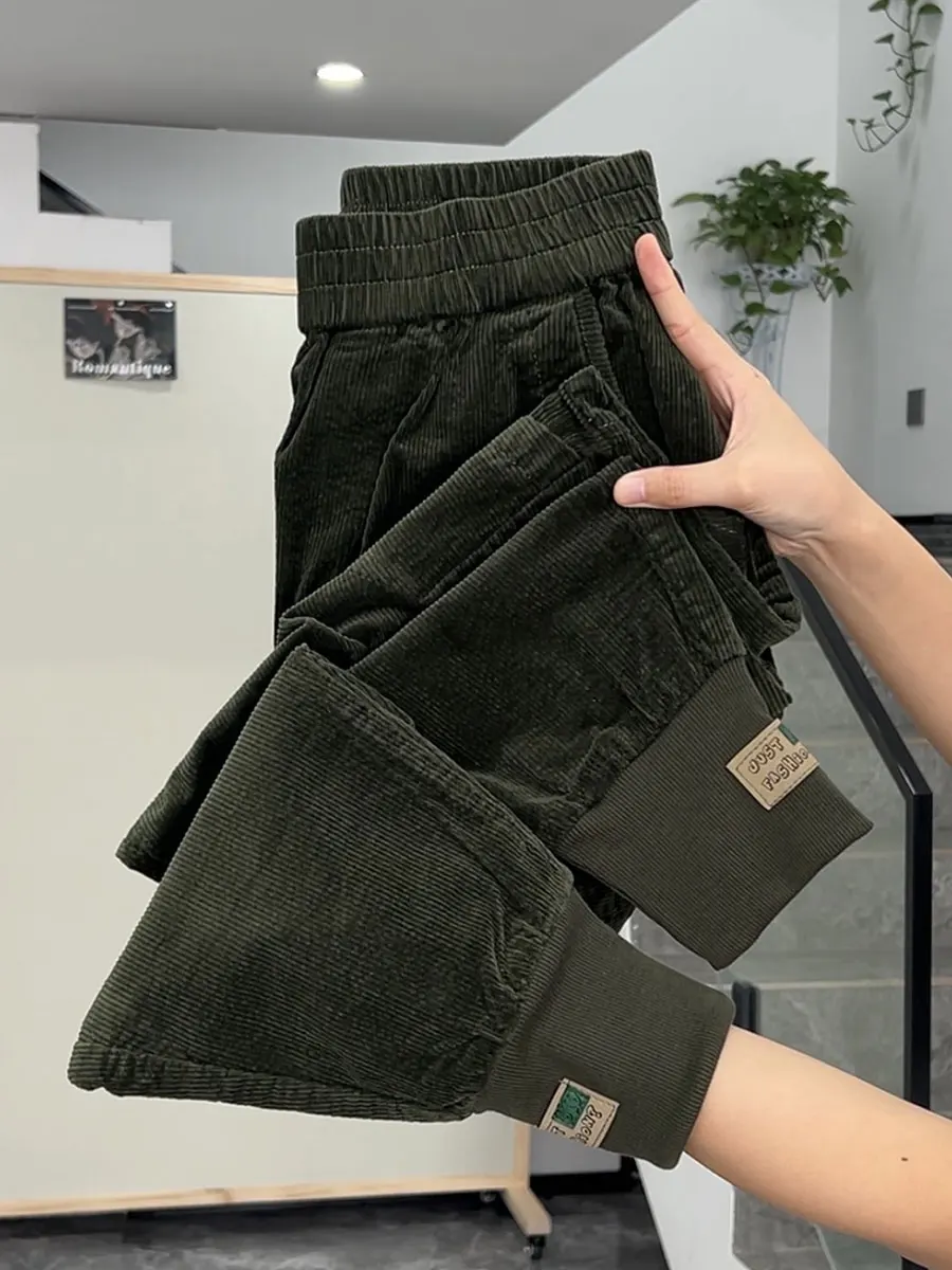 

Versatile Corduroy Pants for Women Autumn High Waist Harlan Pants Slimming Nine Points Casual Sle Fce Lined