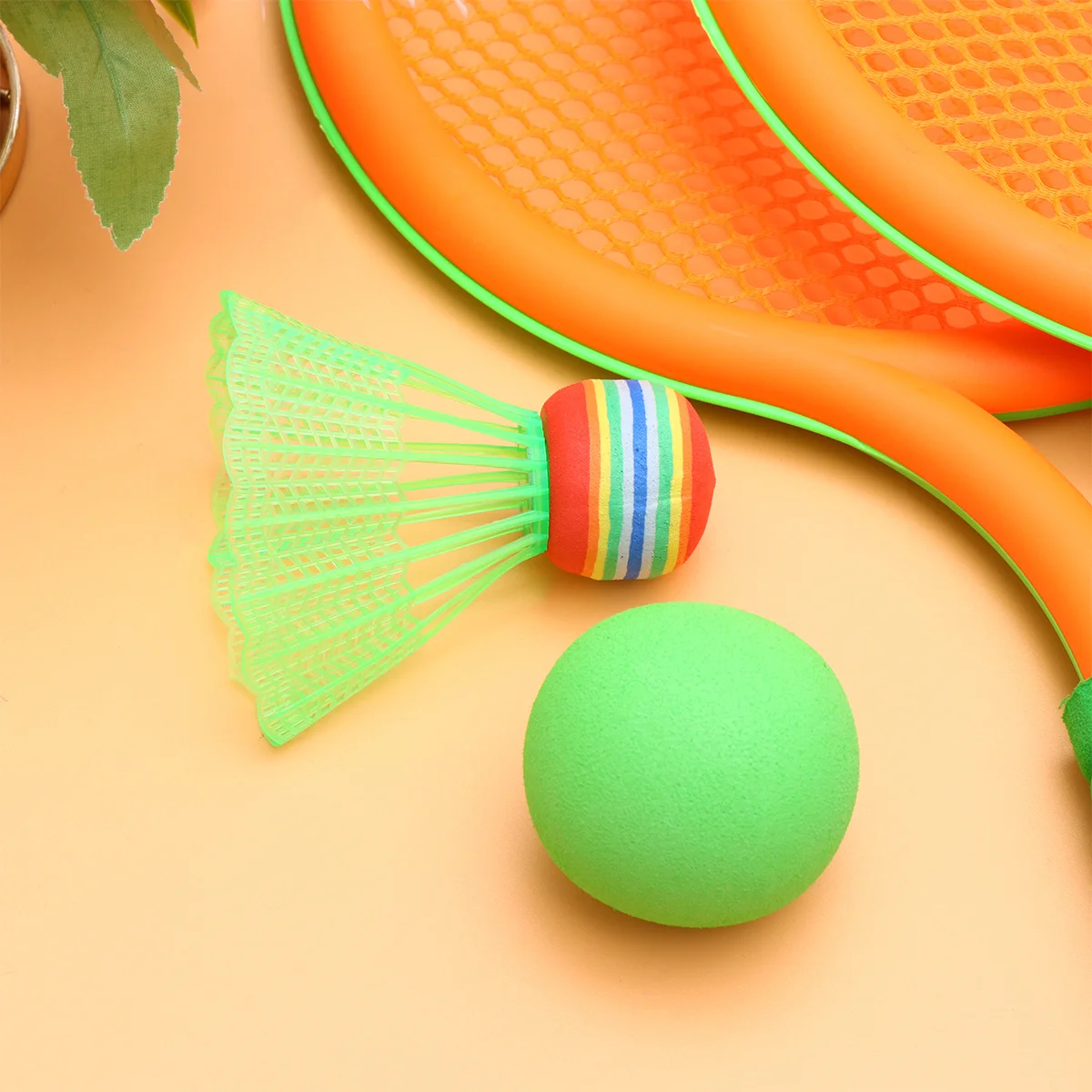 مجموعة واحدة من مضارب كرة الريشة للأطفال، أداة أنشطة رياضية خارجية مع كرة لعبة حقيقية، تجربة آمنة وخفيفة الوزن للأطفال #4