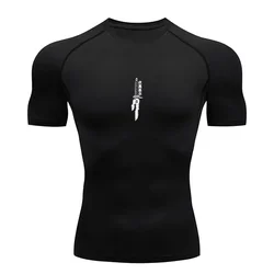 Anime Jujutsu Kaisen koszulka kompresyjna mężczyźni Fitness siłownia sportowa T-Shirt do biegania Rashgard topy szybko schnący krótki rękaw dla mężczyzn