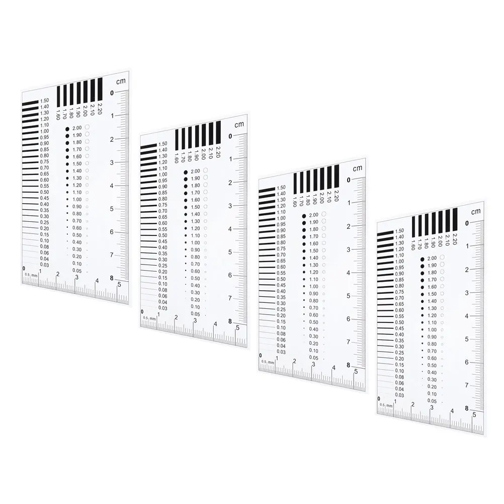 

4pcs Crack Width Ruler Plastic Measure Tool For Flaw Detection Thickness Measurement Transparent Industrial Inspection Gauge