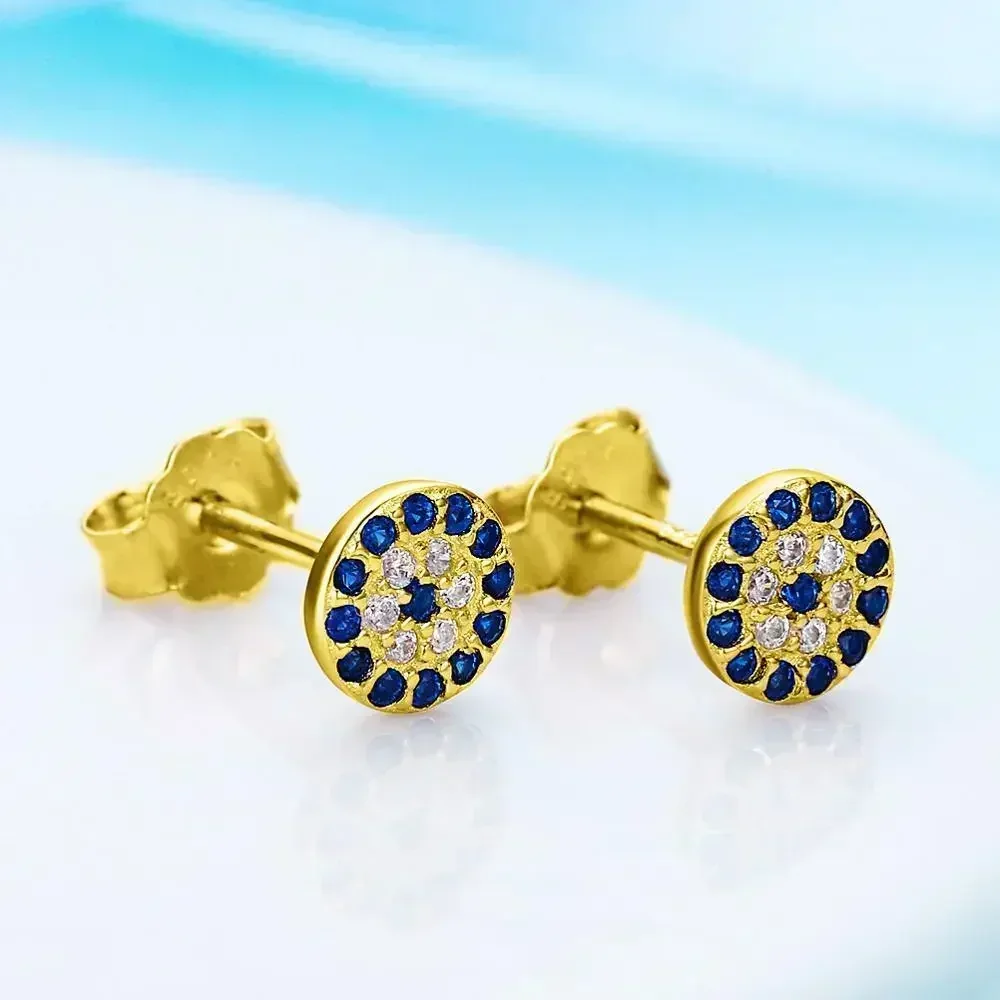 KALETINE Evil Eye 925 Sterling Silver Earrings CZ Lucky Turkey Tiny Stud Earrings For Women Charm  Fahion Jewelry Gift for Girl