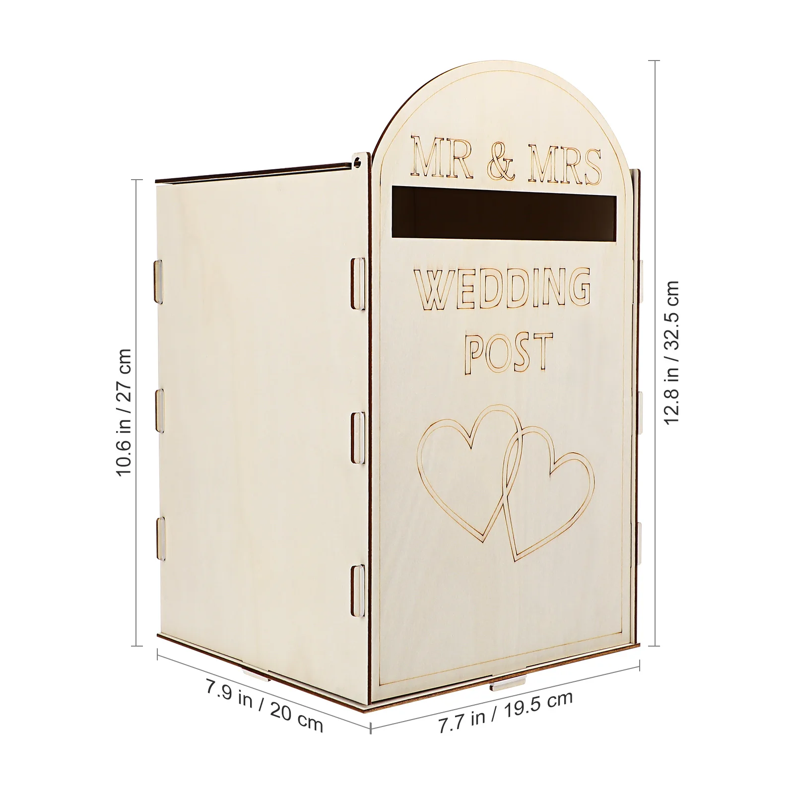 Biglietto di nozze Cassetta postale in legno rustico Scatola postale per matrimonio Cerimonia di fidanzamento Porta regalo Decorazione Forniture Chiave inclusa
