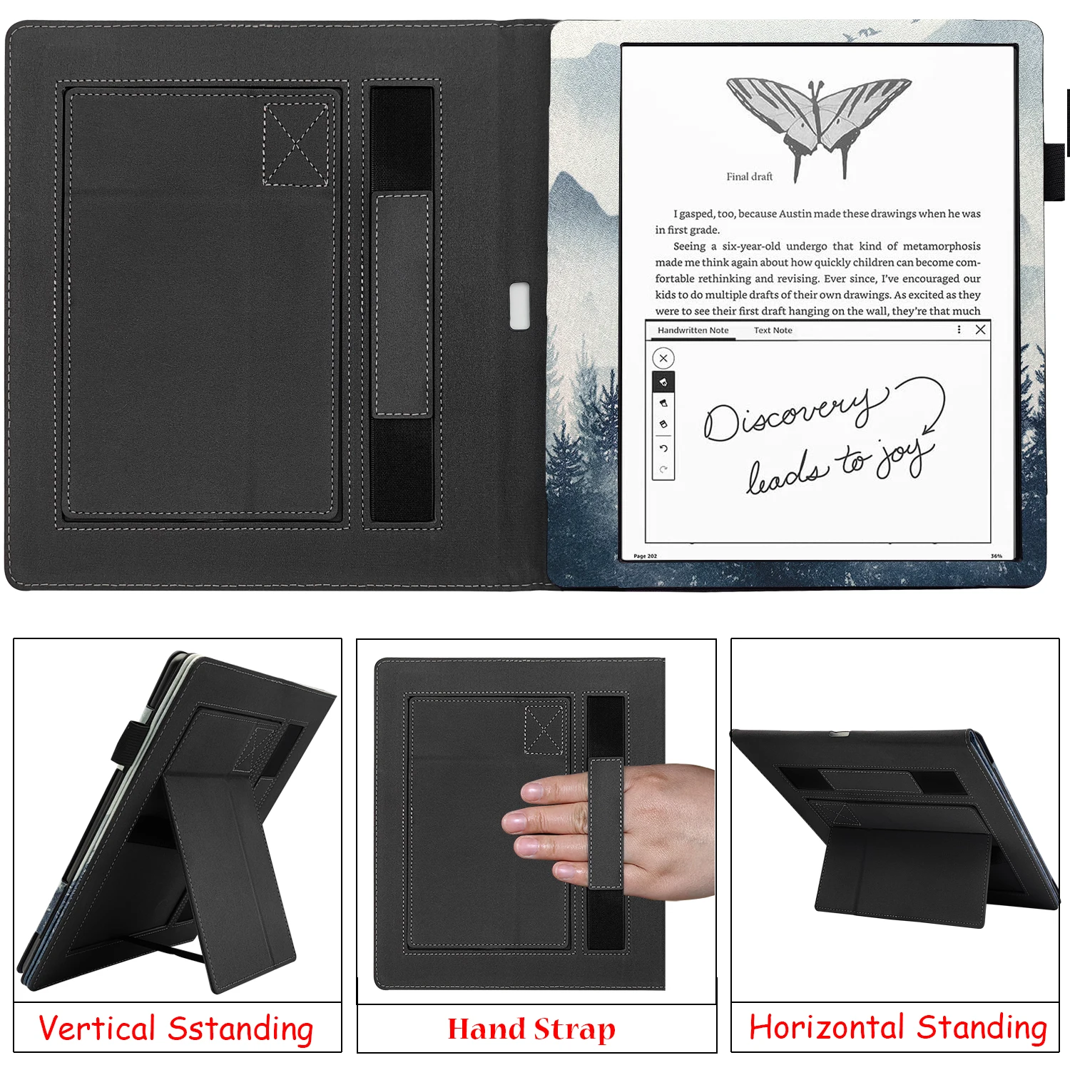 Case for 10.3\'\' BOOX Note Air 4C/ Note Air 3C/3 BW Double Stand Auto Sleep/Wake Cover with Pen Holder/Hand Strap