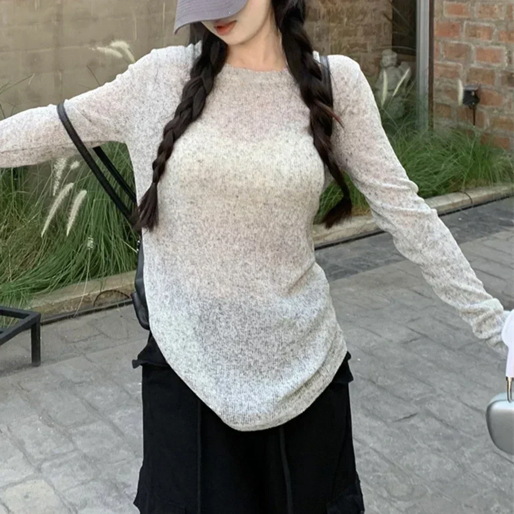 

Basic Women's Top Casual Loose Shirt Summer Outing Versatile Knitted Womens Top All Season Shirt All Seasons Wear
