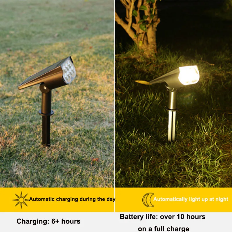 LED ao ar livre Solar Powered Lawn Lights Paisagem Holofotes, IP65 impermeável, lâmpada de parede para o Natal, jardim, quintal